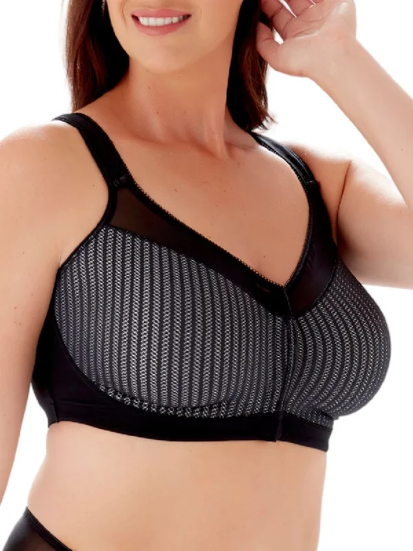 Beauty Stripe Front Fastening Bra - Black/Grey