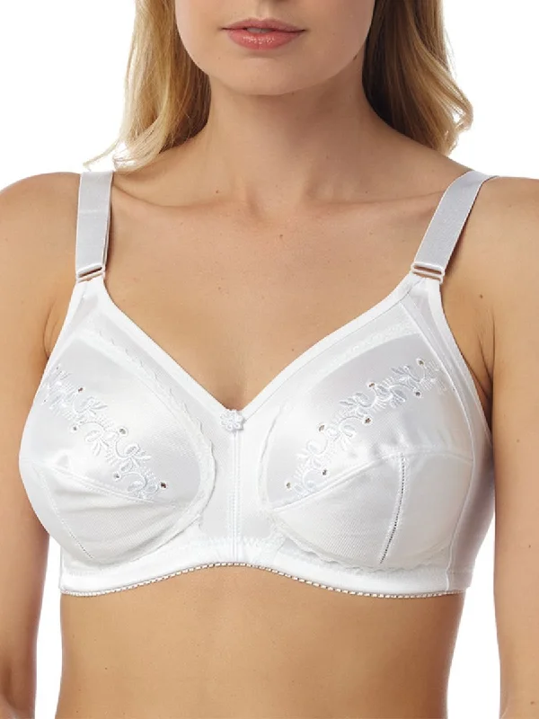 Embroidered Full Cup Bra - White