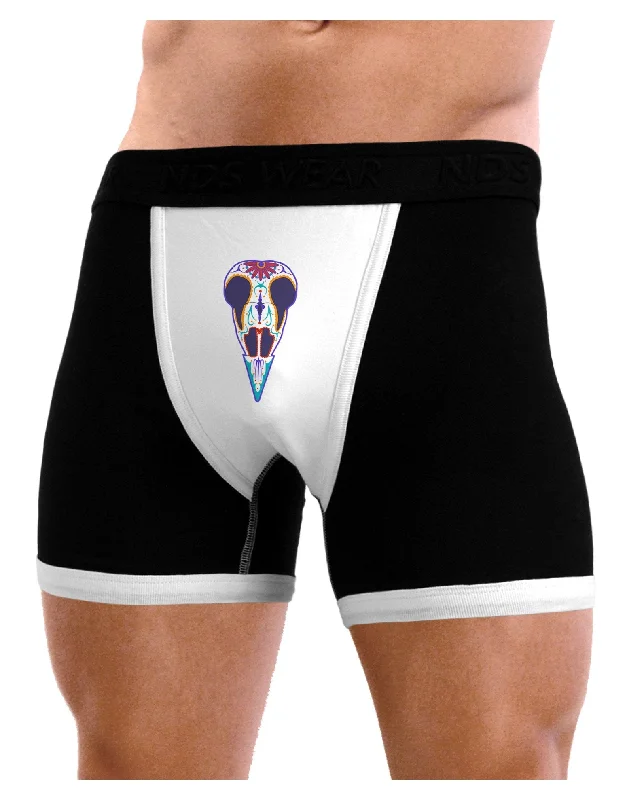 Colorful Mystic Bird Skull Calavera Day of the Dead Mens Boxer Brief Underwear