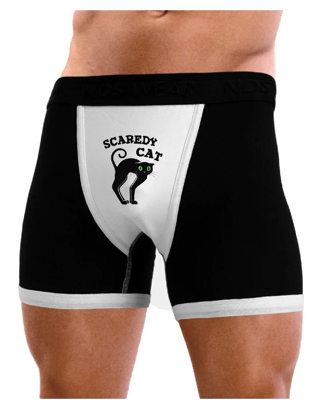 Cute Scaredy Cat Black Cat Halloween Mens Boxer Brief Underwear