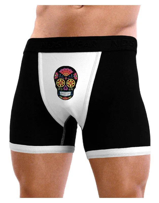 Version 2 Black Day of the Dead Calavera Mens Boxer Brief Underwear