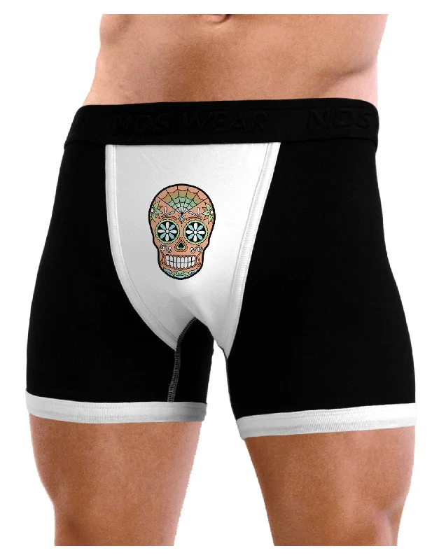 Version 6 Copper Patina Day of the Dead Calavera Mens Boxer Brief Underwear