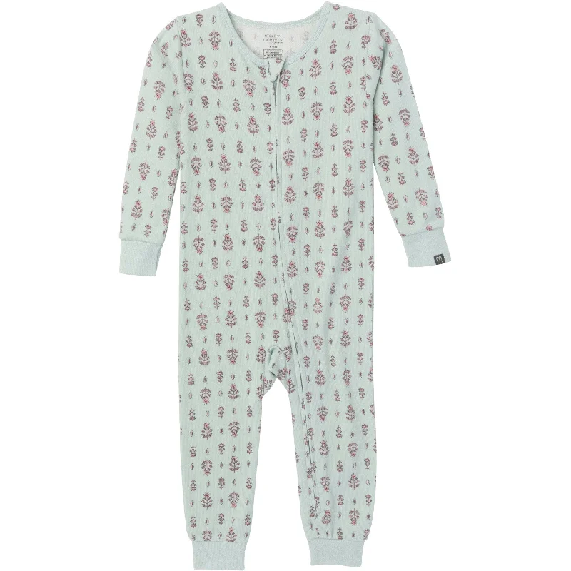 Baby & Toddler Girls Light Green Fleur Hacci Footless Pajamas