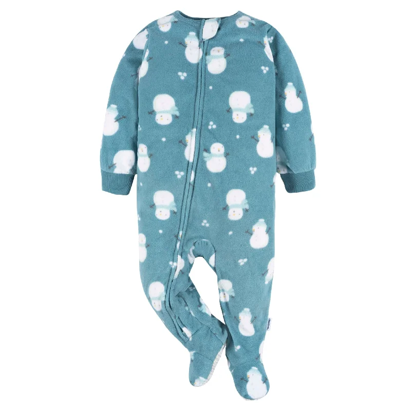 Baby & Toddler Neutral Snowman Footed Fleece Pajamas