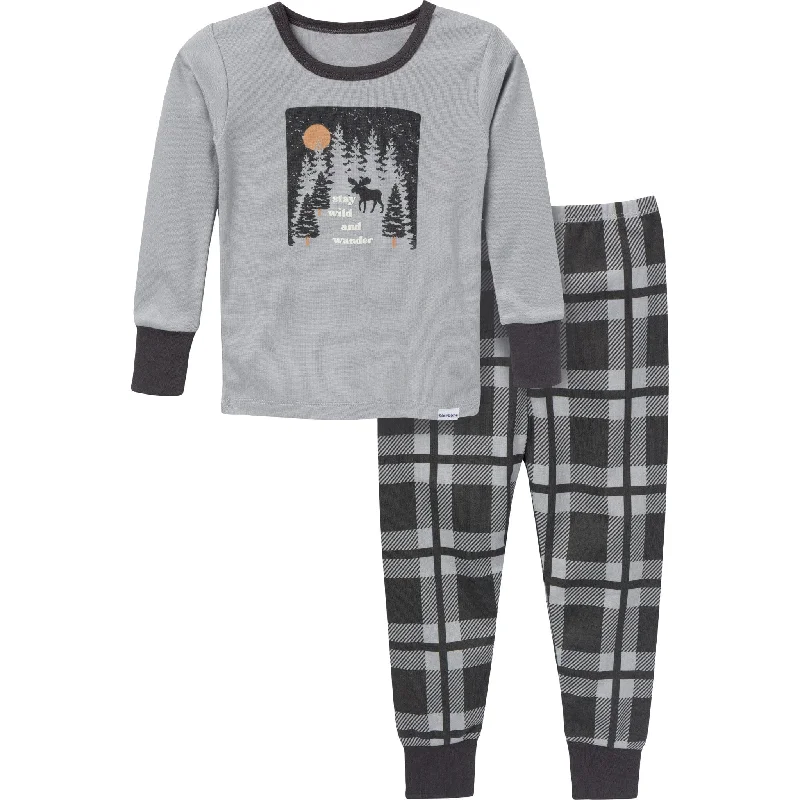 2-Piece Infant & Toddler Boys Moose Long Sleeve Pajama Set