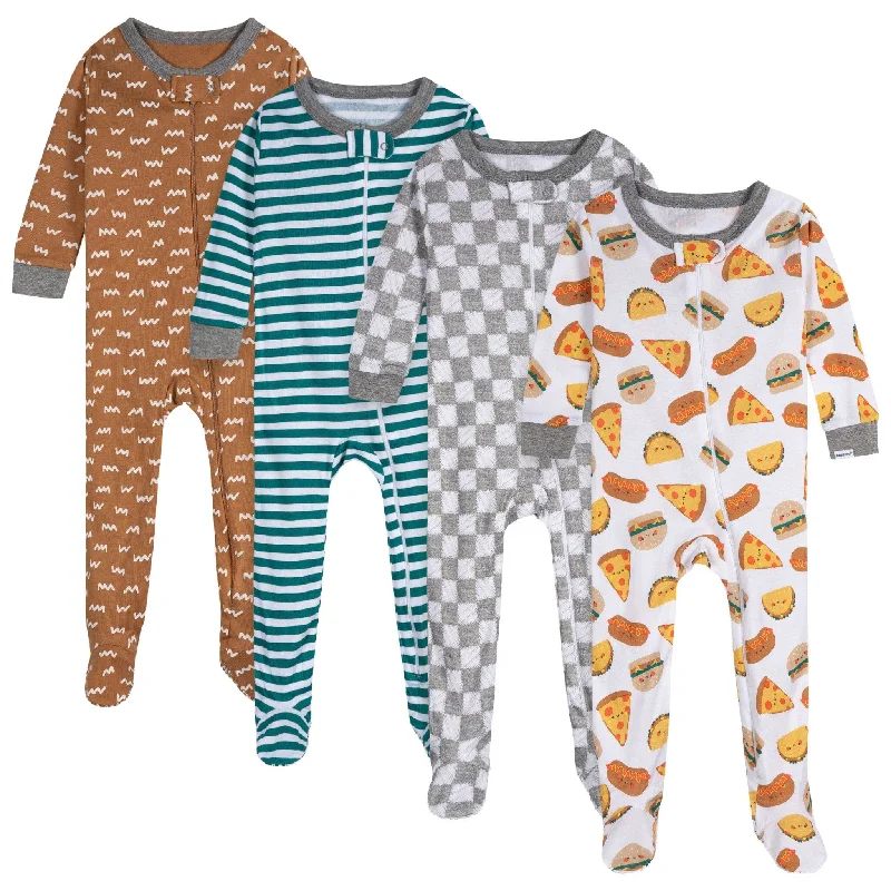 4-Pack Baby Boys Treats Snug Fit Footed Pajamas