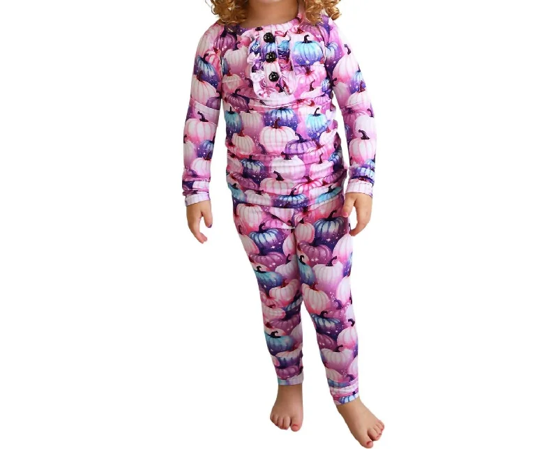 Kids Carrie Pumpkin 2Piece Set Bamboo Pajamas In Sleepies Halloween