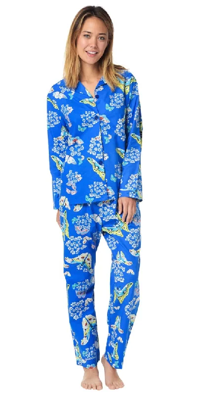 Long Sleeve Pajama Set - Butterflies are Blue Print