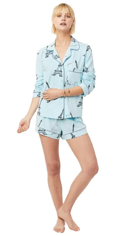 Pajama Short Set - Tiffany Blue Eiffel