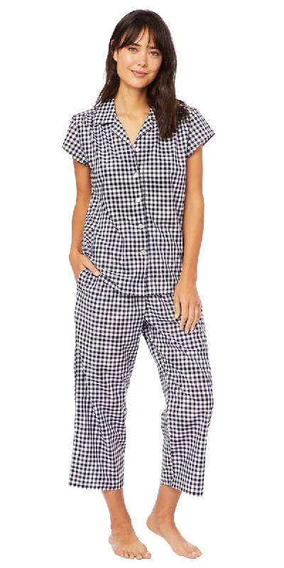 Capri Pajama Set - Dark Navy Gingham