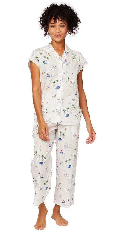 Capri Pajama Set - Beach Print