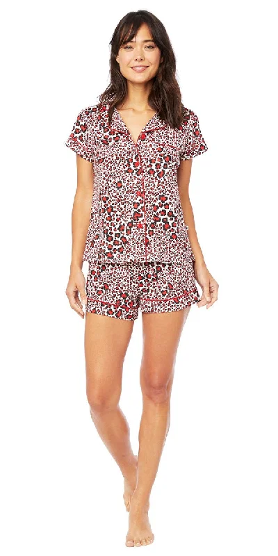 Pajama Short Set - Red Leopard