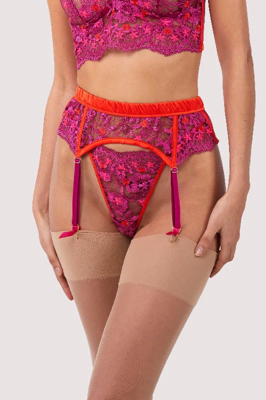 Hot Pink Lace Suspender Belt