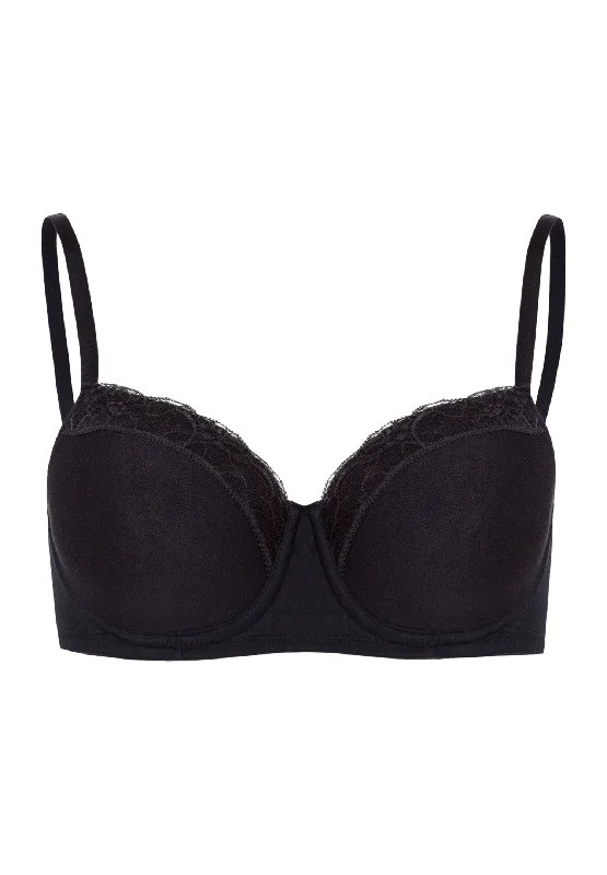 Cotton Lace Spacer T-Shirt Bra | Black 72433-019