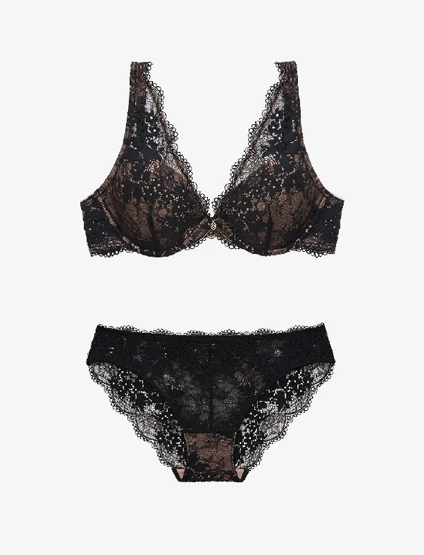 All Day Lace Uplift Plunge  + Bikini Set