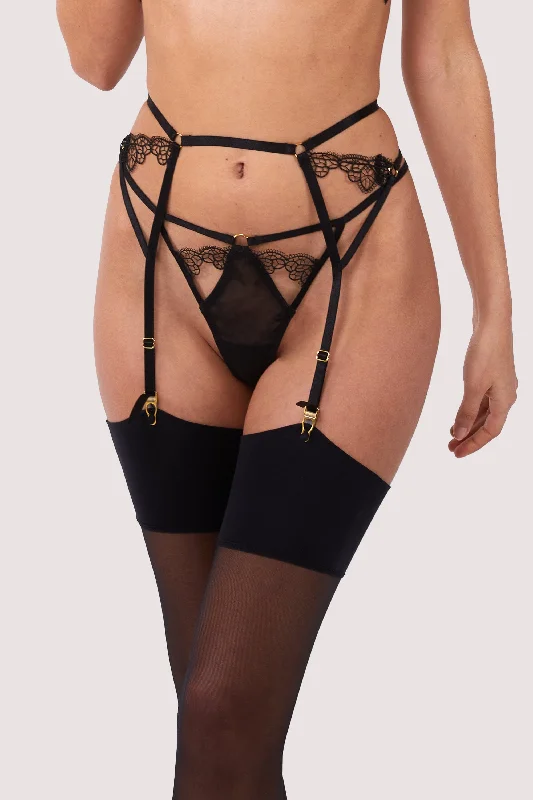 Becka Black Lace Trim Suspender