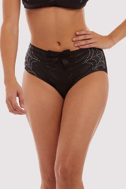 Annabelle Diamante Spiderweb Black High Waist Brief