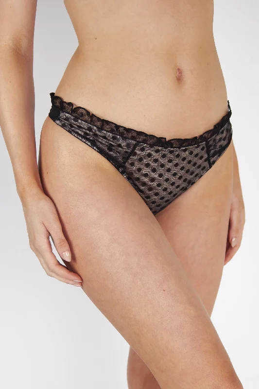 Cara Dot Mesh Ruffle Thong