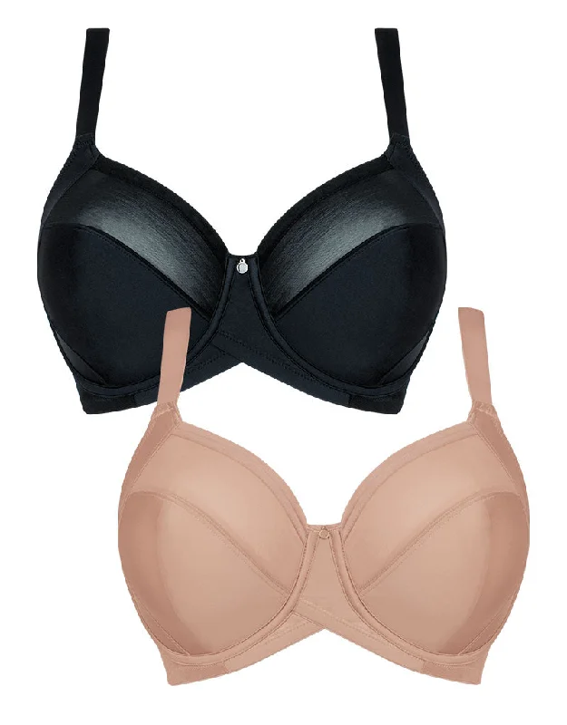 Curvy Kate WonderFully Full Cup Side Support Bra 2-Pack Black and Latte