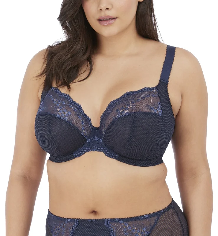 Elomi Charley Banded Stretch Lace Plunge Underwire Bra (4382) - Navy