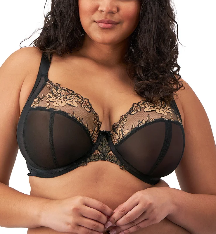 Elomi Teagan Banded Plunge Underwire Bra (302602) - Black/Almond