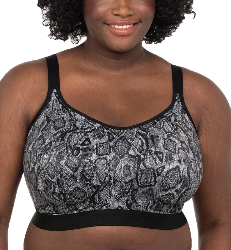 Goddess Non Wire Side Support Sports Bra (6912) - Black Snake