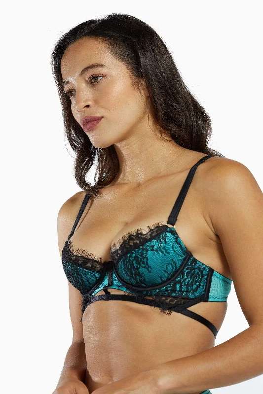 Henrietta Teal Lace Overlay Bra