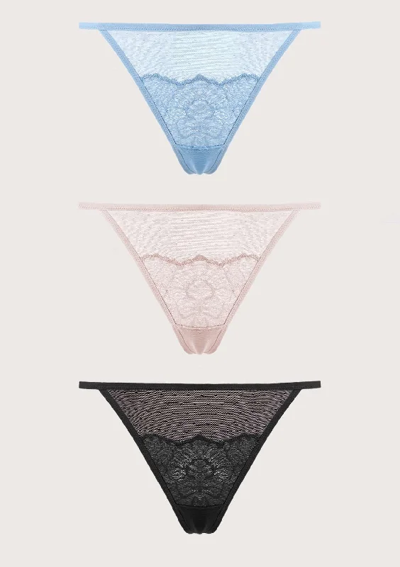 HSIA Blossom Lace String Thongs 3 Pack