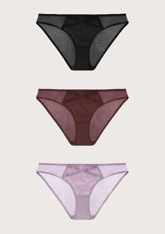 HSIA Lace Front Bikini Panties 3 Pack