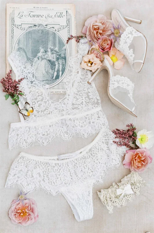 Jen French soft cup lace bra bralette in Ivory