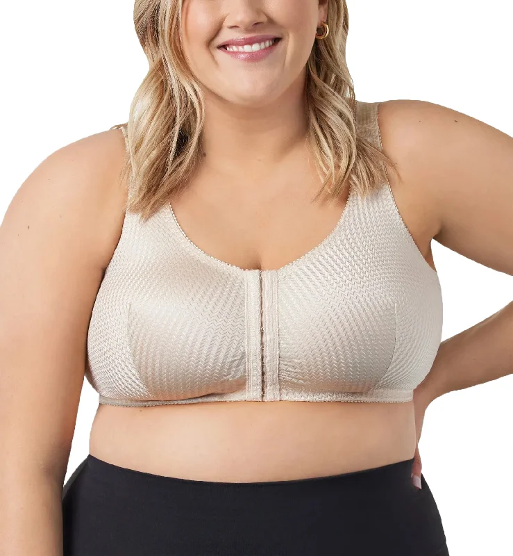 Leading Lady Marlene Zig-Zag Nylon Front Closure Bra (151) - Beige