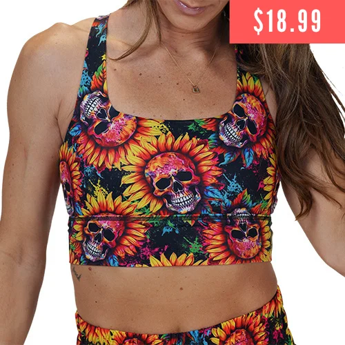 Longline Bra | Skull Flower