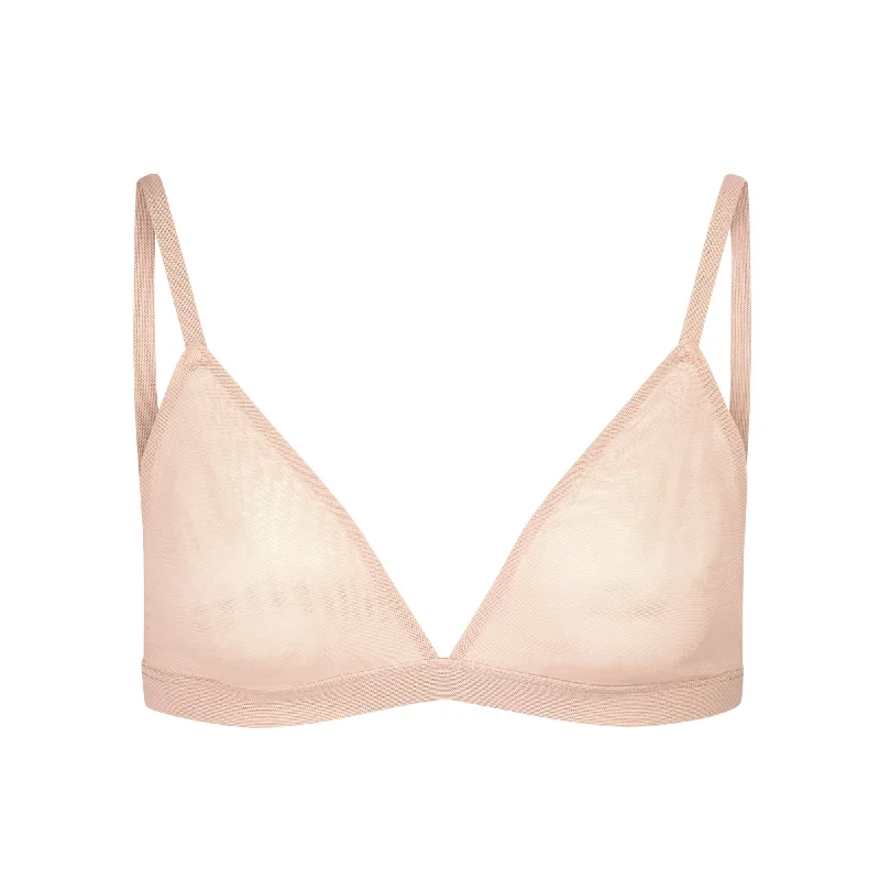 MESH TRIANGLE BRALETTE | CLAY