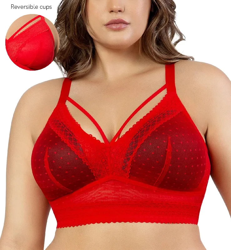 Parfait Mia Dot Wire-Free Padded Mesh Bralette (P6011) - Racing Red