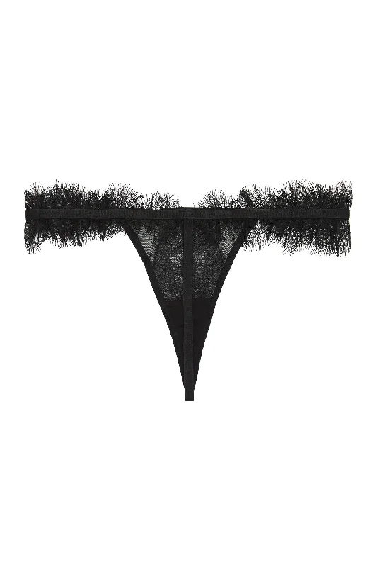 Peek & Beau Nyx Wide eyelash lace hipster thong black