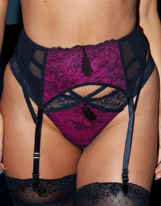 Pour Moi Sensation Suspender Black/Fuchsia