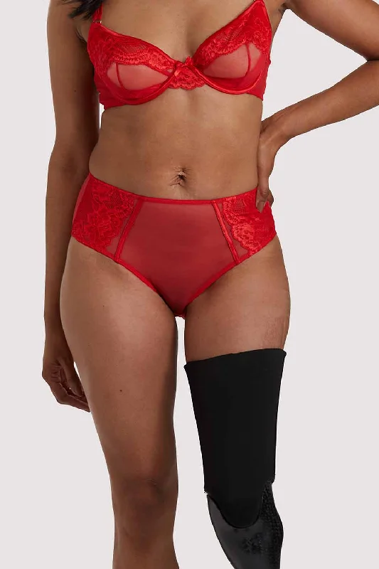 Leona Red Highwaist Brief