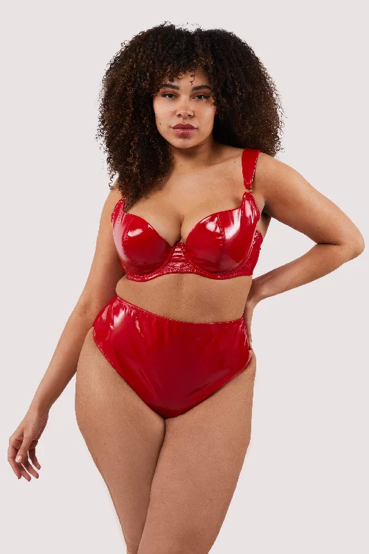 Maxine Red PVC High Waist Curve Brief