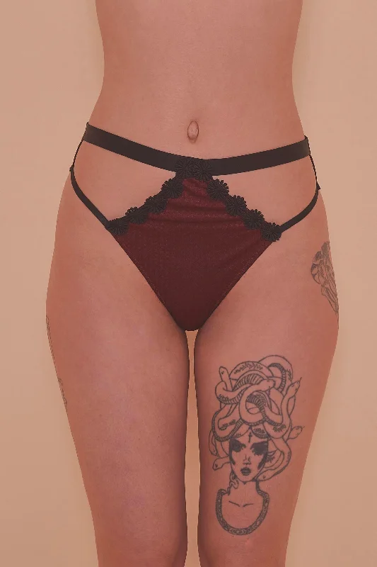 Regalia Hallie Wine & Black Lace Thong