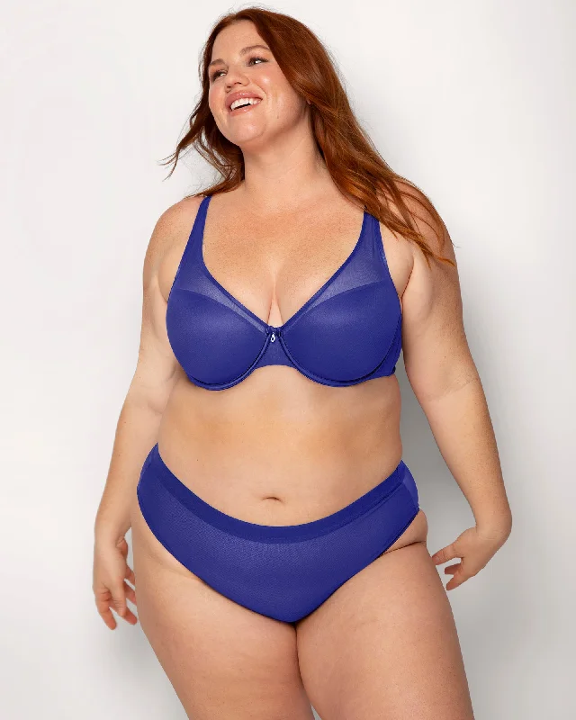 Sheer Mesh High Cut Brief - Cosmic Blue