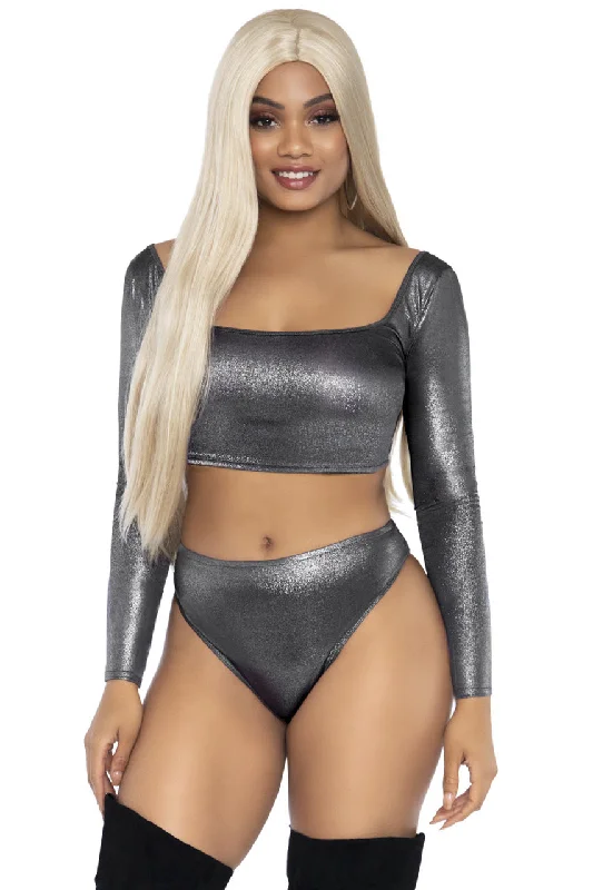 Shimmer Crop Top and Panty Set