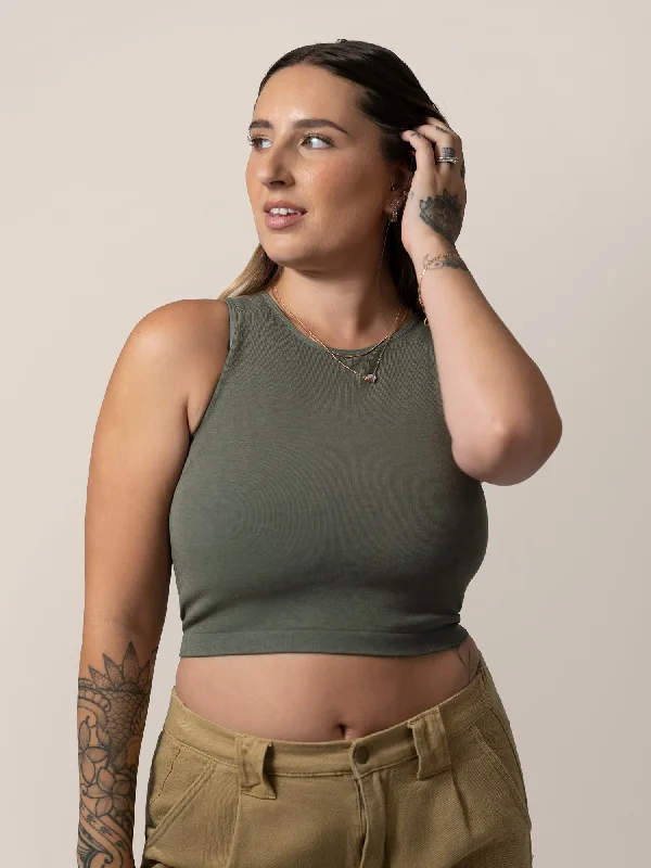 Sublime® Bamboo Maternity & Nursing Longline Bra | Olive Heather