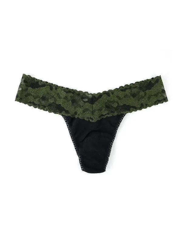 Supima Cotton Low Rise Thong with Camo Trim