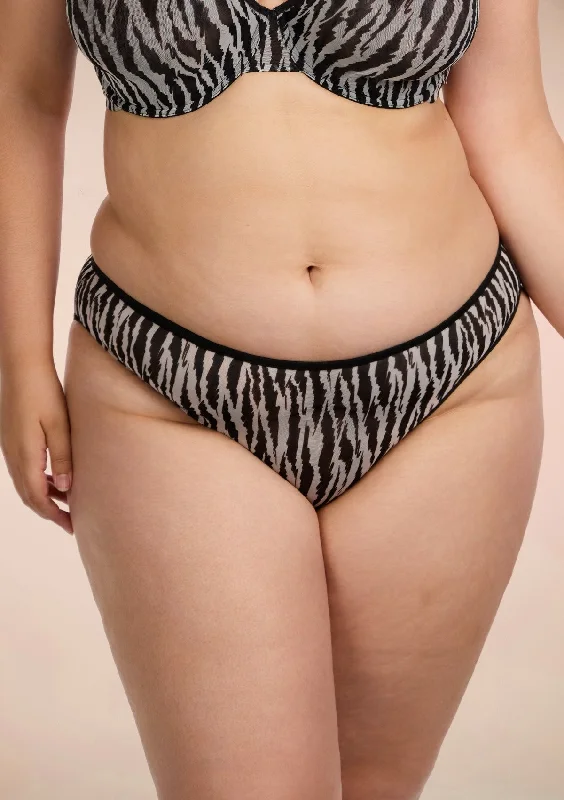 Zebra Wild Breathable Black Mesh Bikini Underwear