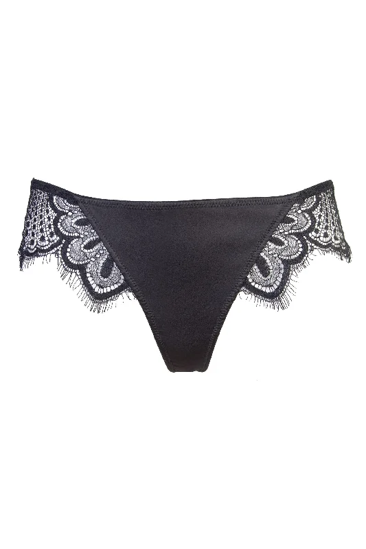 Zora Satin & Lace Thong Curve