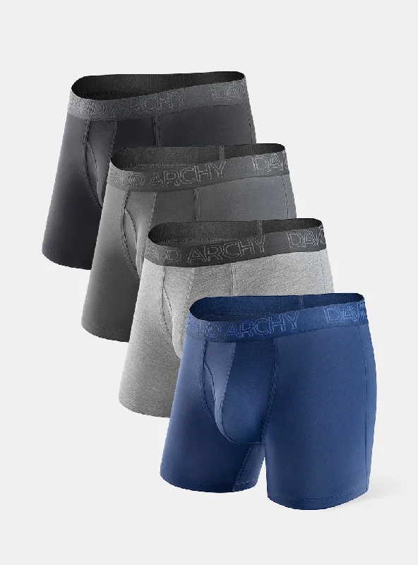 4 Packs Bamboo Rayon Breathable Soft Boxer Briefs