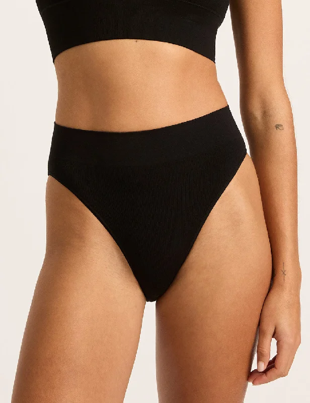 LYOLYTE Ribbed High Leg Brief - Black