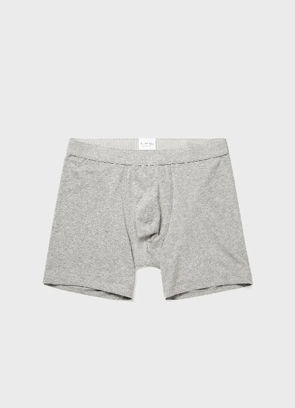 Men's Stretch Cotton Boxer Briefs in Grey Melange