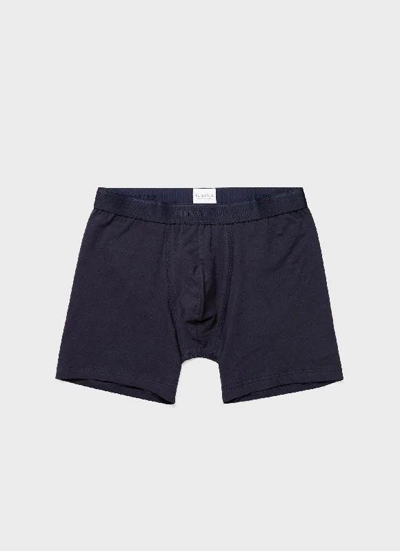 Men's Stretch Cotton Boxer Briefs in Navy